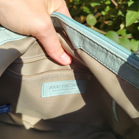 American Leather Crossbody Bag - Soft Blue - Picture 9 of 11